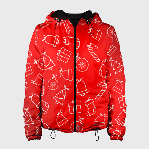 Женская куртка Happy New Year - Новогодний узор / 3D-Черный – фото 1