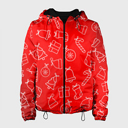 Куртка с капюшоном женская Happy New Year - Новогодний узор, цвет: 3D-черный