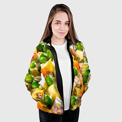 Куртка с капюшоном женская Весь в оливье, цвет: 3D-черный — фото 2