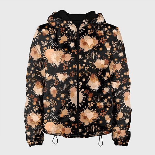 Женская куртка Кофейные пятна и зёрна кофе / 3D-Черный – фото 1
