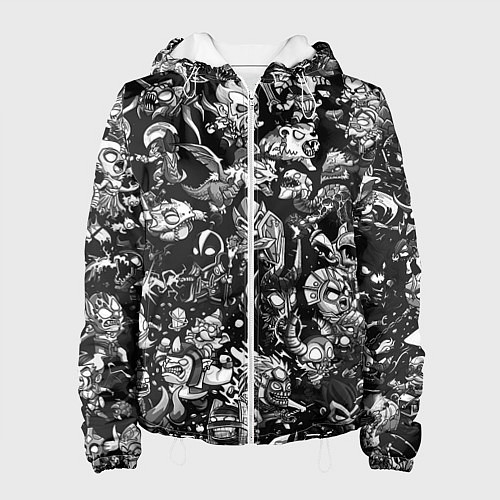 Женская куртка DOTA 2 ВСЕ ПЕРСОНАЖИ ЧЁРНО БЕЛЫЙ / 3D-Белый – фото 1