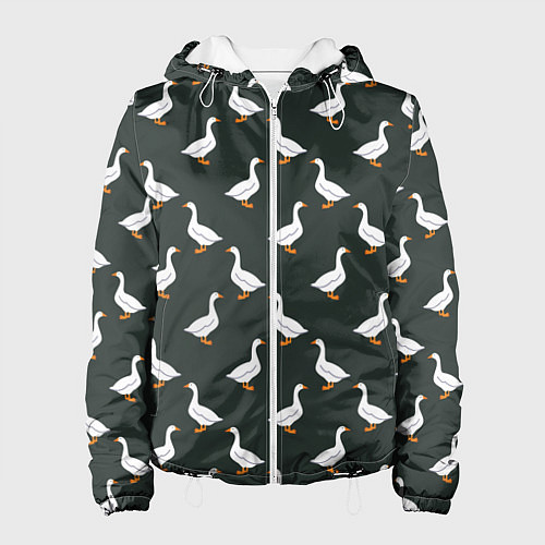 Женская куртка Гуси паттерн / 3D-Белый – фото 1