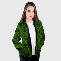 Куртка с капюшоном женская Текстура Ели Елка Паттерн, цвет: 3D-черный — фото 2