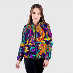 Куртка с капюшоном женская Все смешалост-тигры,змеи, цвет: 3D-черный — фото 2