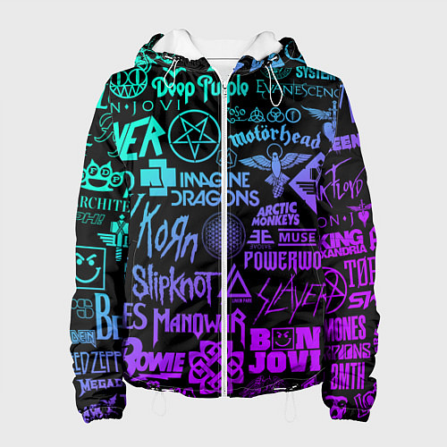 Женская куртка ЛОГОТИПЫ РОК ГРУПП НЕОН ROCK NEON / 3D-Белый – фото 1