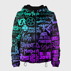 Женская куртка ЛОГОТИПЫ РОК ГРУПП НЕОН ROCK NEON