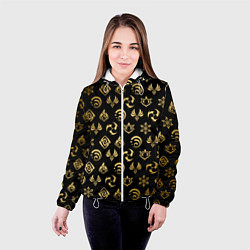 Куртка с капюшоном женская GOLDEN GENSHIN IMPACT PATTERN ЗОЛОТО ГЕНШИН ИМПАКТ, цвет: 3D-белый — фото 2