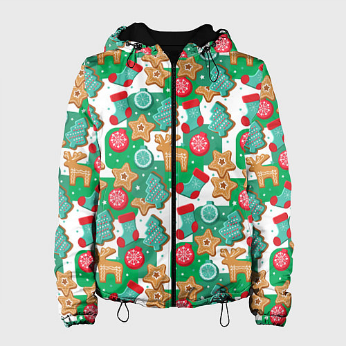 Женская куртка Новогодние печеньки / 3D-Черный – фото 1