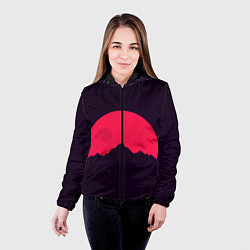 Куртка с капюшоном женская Красная луна над сумеречными горами, цвет: 3D-черный — фото 2