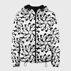 Женская куртка Чёрные цветы на белом
