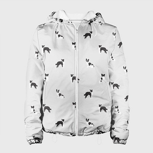 Женская куртка Черно-белые собачки паттерн / 3D-Белый – фото 1