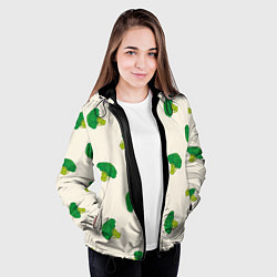 Куртка с капюшоном женская Брокколи паттерн, цвет: 3D-черный — фото 2