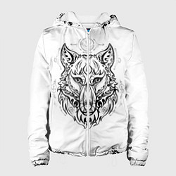 Куртка с капюшоном женская Волчий портрет, цвет: 3D-белый