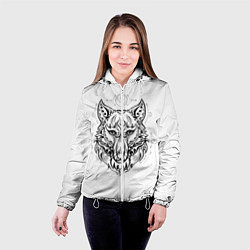 Куртка с капюшоном женская Волчий портрет, цвет: 3D-белый — фото 2