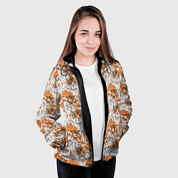 Куртка с капюшоном женская Тигры рисованный стиль, цвет: 3D-черный — фото 2