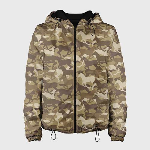 Женская куртка Бегущие Дикие Лошади / 3D-Черный – фото 1