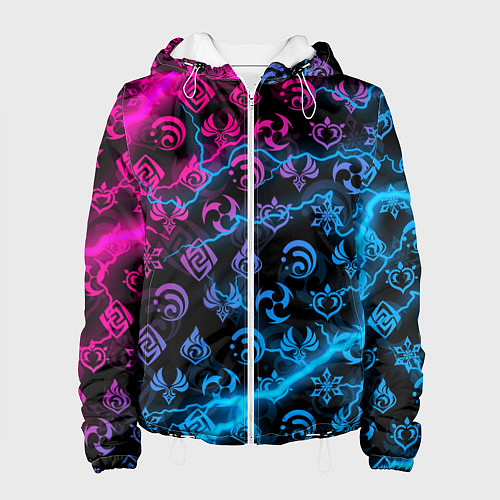 Женская куртка НЕОНОВЫЕ МОЛНИИ, GENSHIN IMPACT NEON / 3D-Белый – фото 1