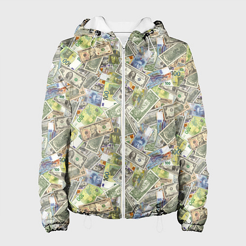 Женская куртка Разная Денежная Валюта Доллары, Евро, Франки / 3D-Белый – фото 1