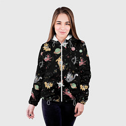 Куртка с капюшоном женская Космические коты, цвет: 3D-белый — фото 2