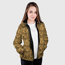 Куртка с капюшоном женская Bitcoins, цвет: 3D-черный — фото 2