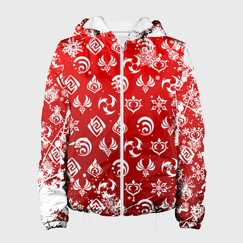 Женская куртка НОВОГОДНИЕ СТИХИИ ГЕНШИН ИМПАКТ, НОВЫЙ ГОД / 3D-Белый – фото 1