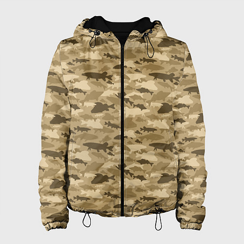 Женская куртка Рыбы камуфляж / 3D-Черный – фото 1