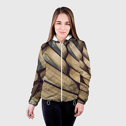Куртка с капюшоном женская Текстура древесины, цвет: 3D-белый — фото 2