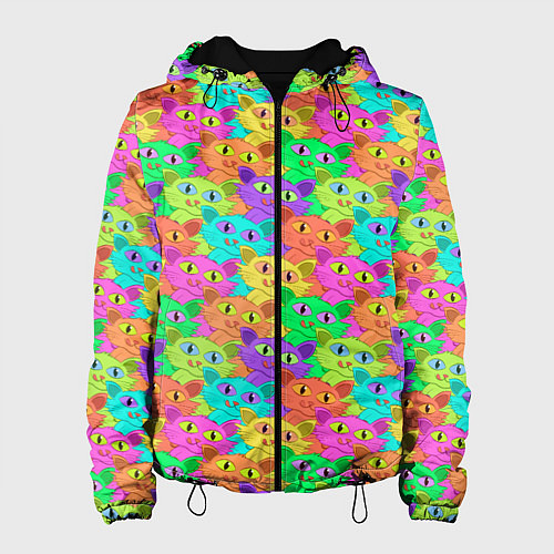 Женская куртка Красочные Котики / 3D-Черный – фото 1