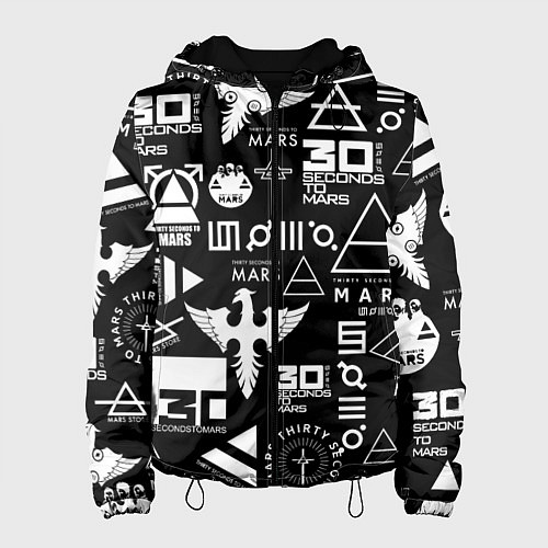 Женская куртка 30 Seconds to Mars: Паттерн логотипов / 3D-Черный – фото 1