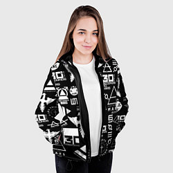Куртка с капюшоном женская 30 Seconds to Mars: Паттерн логотипов, цвет: 3D-черный — фото 2