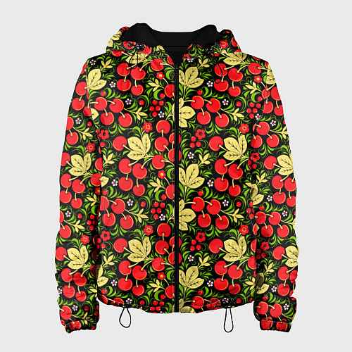 Женская куртка Черешни хохлома / 3D-Черный – фото 1