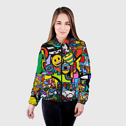 Куртка с капюшоном женская Romero Britto - emoji, цвет: 3D-черный — фото 2