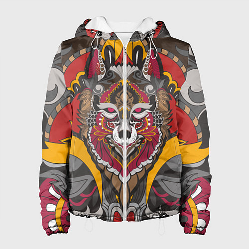 Женская куртка Этника Волк Узоры / 3D-Белый – фото 1