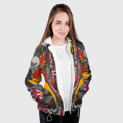 Куртка с капюшоном женская Этника Волк Узоры, цвет: 3D-белый — фото 2
