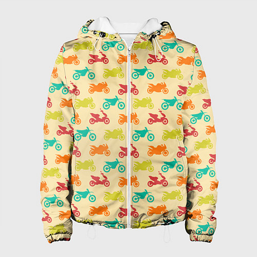 Женская куртка Разноцветные Мотоциклы / 3D-Белый – фото 1
