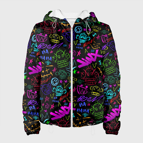 Женская куртка League Of Legends - Arcane неоновые логотипы / 3D-Белый – фото 1