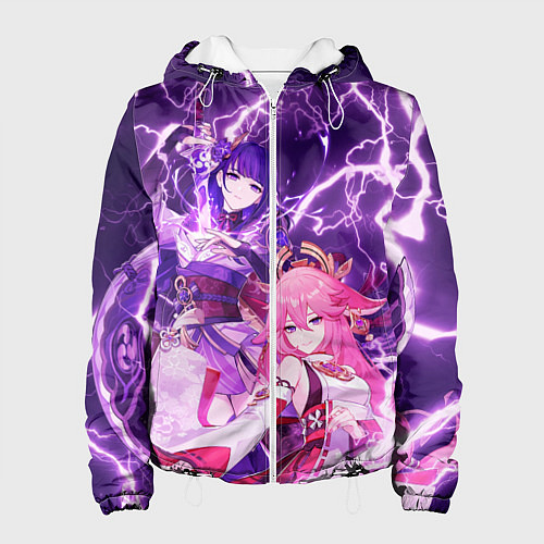 Женская куртка Genshin Impact - Яэ и Эи / 3D-Белый – фото 1