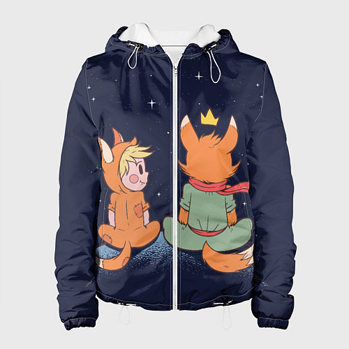 Женская куртка Маленький принц и лис смотрят на небо / 3D-Белый – фото 1