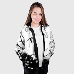 Куртка с капюшоном женская Mercedes текстура, цвет: 3D-черный — фото 2