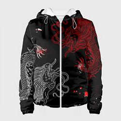 Женская куртка Китайский дракон Красно - Белый