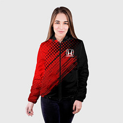 Куртка с капюшоном женская Honda - Red texture, цвет: 3D-черный — фото 2