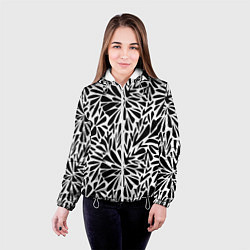 Куртка с капюшоном женская Черно белый абстрактный узор, цвет: 3D-белый — фото 2