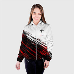 Куртка с капюшоном женская Tesla sport размытость, цвет: 3D-белый — фото 2