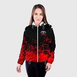 Куртка с капюшоном женская Toyota брызги красок, цвет: 3D-белый — фото 2