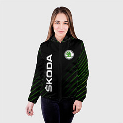 Куртка с капюшоном женская Skoda Шкода Полосы, цвет: 3D-черный — фото 2
