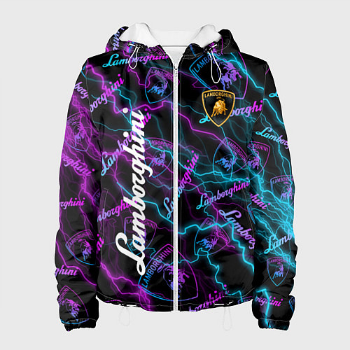 Женская куртка Lamborghini Неоновые молнии / 3D-Белый – фото 1