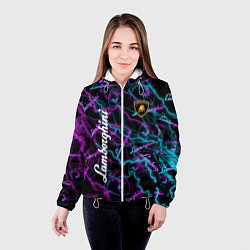 Куртка с капюшоном женская Lamborghini Неоновые молнии, цвет: 3D-белый — фото 2