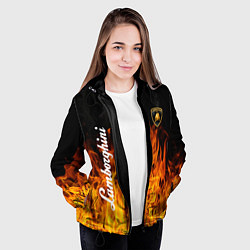Куртка с капюшоном женская Lamborghini пламя огня, цвет: 3D-черный — фото 2