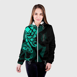 Куртка с капюшоном женская МАСКА И ТАТУИРОВКА СЯО XIAO ГЕНШИН, цвет: 3D-белый — фото 2