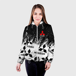 Куртка с капюшоном женская Mitsubishi black & white, цвет: 3D-белый — фото 2